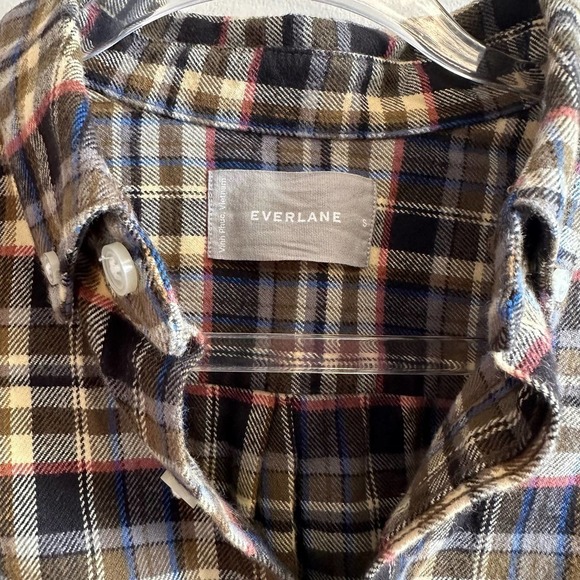 NWOT Everlane Men Flannel Button Down Shirt in Size Small Plaid Multi - Picture 4 of 6
